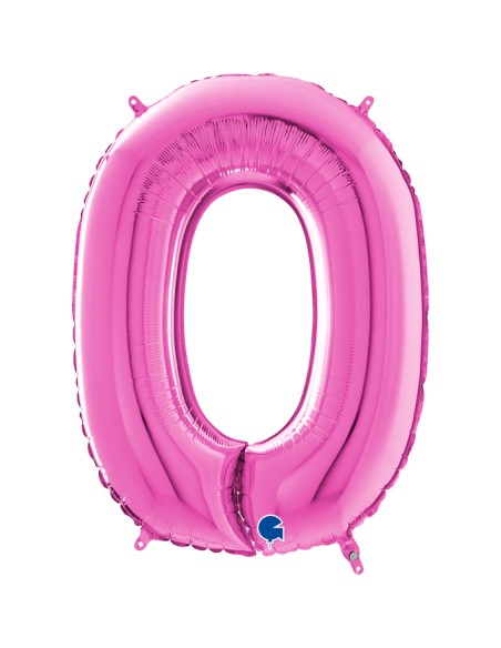 PALLONE MYLAR MEGA NUMERO N. 0 FUCSIA 102CM - L'Officina delle
