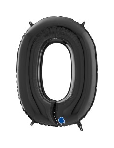 PALLONE MYLAR MEGA NUMERO N. 0 NERO 102CM - L'Officina delle 2