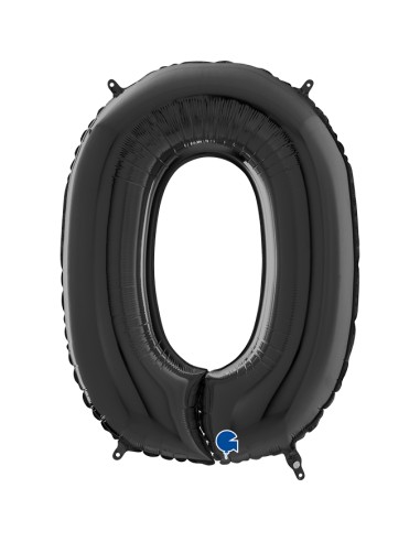 PALLONE MYLAR MEGA NUMERO N. 0 NERO 102CM - L'Officina delle