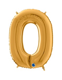 PALLONE MYLAR MEGA NUMERO N. 0 ORO 102CM - L'Officina delle 2