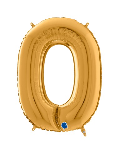 PALLONE MYLAR MEGA NUMERO N. 0 ORO 102CM - L'Officina delle