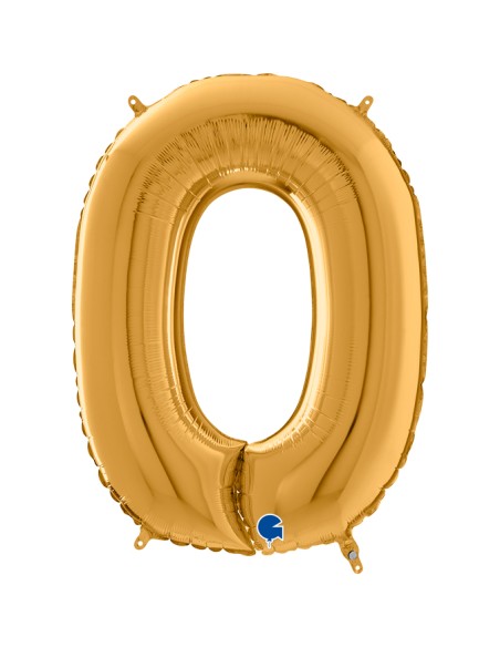 PALLONE MYLAR MEGA NUMERO N. 0 ORO 102CM - L'Officina delle