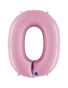 PALLONE MYLAR MEGA NUMERO N. 0 ROSA 102CM - L'Officina delle 2