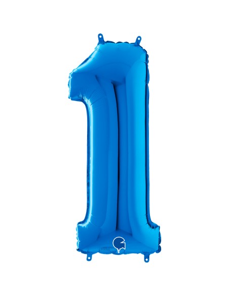 PALLONE MYLAR MEGA NUMERO N. 1 BLU 102CM - L'Officina delle