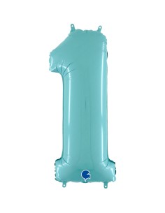 PALLONE MYLAR MEGA NUMERO N. 1 CELESTE 102CM - L'Officina delle 2