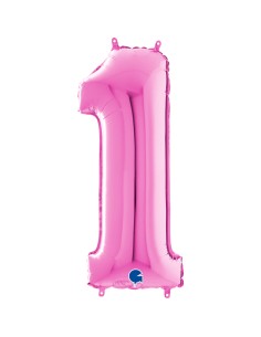 PALLONE MYLAR MEGA NUMERO N. 1 FUCSIA 102CM - L'Officina delle 2