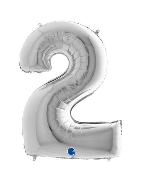 PALLONE MYLAR MEGA NUMERO N. 2 ARGENTO 102CM - L'Officina delle PALLONE MYLAR MEGA NUMERO N. 2 ARGENTO 102CM - L'Officina delle