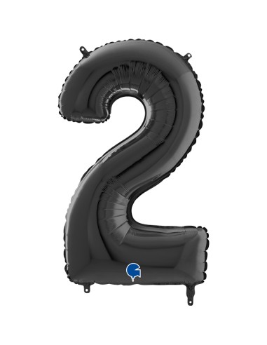 PALLONE MYLAR MEGA NUMERO N. 2 NERO 102CM - L'Officina delle