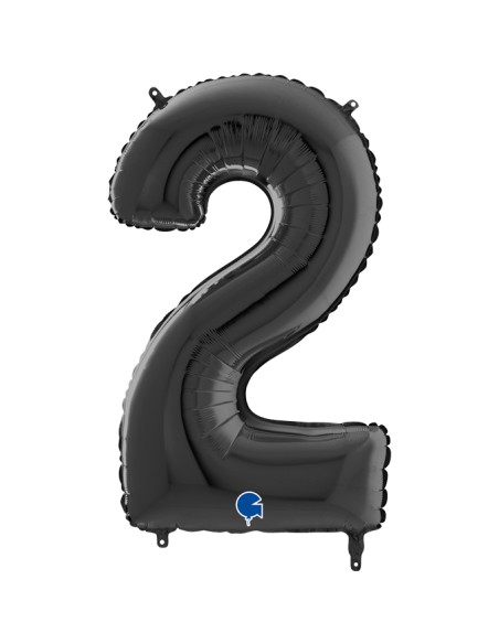 PALLONE MYLAR MEGA NUMERO N. 2 NERO 102CM - L'Officina delle