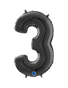 PALLONE MYLAR MEGA N. 3 NERO 102CM - L'Officina delle feste 2