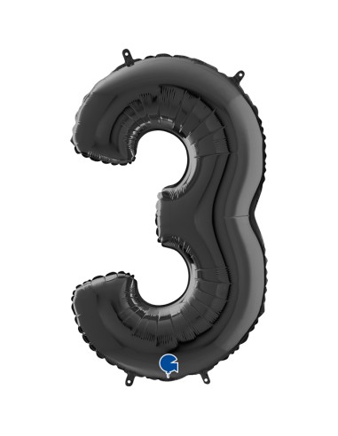 PALLONE MYLAR MEGA NUMERO N. 3 NERO 102CM - L'Officina delle