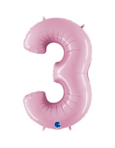 PALLONE MYLAR MEGA NUMERO N. 3 ROSA 102CM - L'Officina delle 2