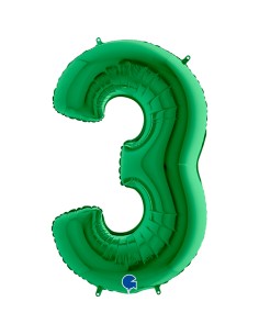 PALLONE MYLAR MEGA NUMERO N. 3 VERDE 102CM - L'Officina delle 2