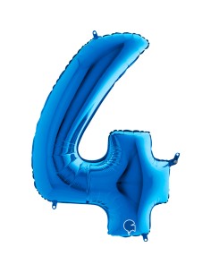PALLONE MYLAR MEGA NUMERO N. 4 BLU 102CM - L'Officina delle 2