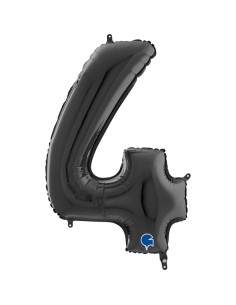 PALLONE MYLAR MEGA NUMERO N. 4 NERO 102CM - L'Officina delle 2