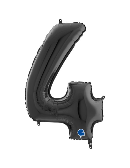 PALLONE MYLAR MEGA NUMERO N. 4 NERO 102CM - L'Officina delle