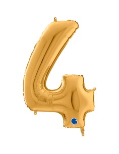 PALLONE MYLAR MEGA NUMERO N. 4 ORO 102CM - L'Officina delle 2