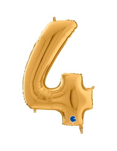 PALLONE MYLAR MEGA NUMERO N. 4 ORO 102CM - L'Officina delle