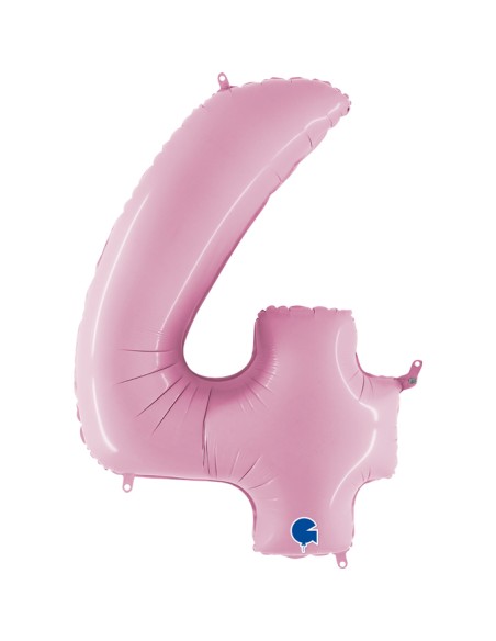 PALLONE MYLAR MEGA NUMERO N. 4 ROSA 102CM - L'Officina delle