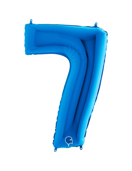 PALLONE MYLAR MEGA NUMERO N. 7 BLU 102CM - L'Officina delle