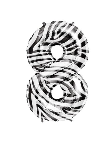 PALLONE MYLAR MEGA NUMERO N. 8 MEGA ZEBRATO 34" - L'Officina