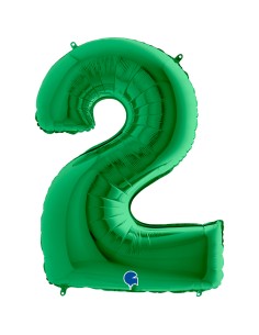 PALLONE MYLAR MEGA NUMERON. 2 VERDE 102CM - L'Officina delle 2