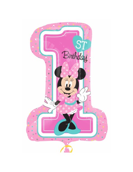 PALLONE MYLAR MINNIE 1ST BIRTHDAY 48X71CM - L'Officina delle