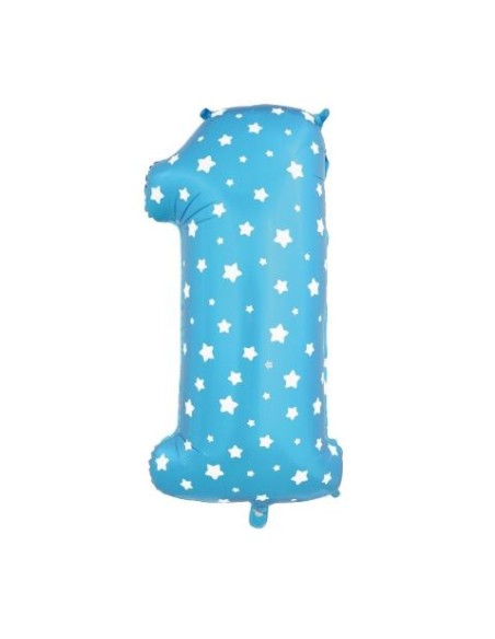 PALLONE MYLAR N. 1 BLU CON STELLE CM100/40" - L'Officina delle
