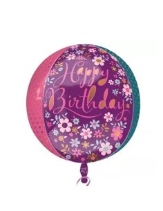 PALLONE MYLAR ORBZ D.FLORAL HAPPY BDAY(38X40CM) - L'Officina 2