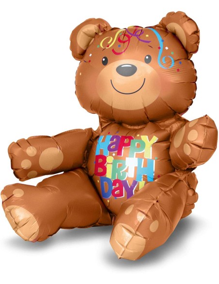 PALLONE MYLAR ORSO SEDUTO HAPPY BDAY 43CM - L'Officina delle