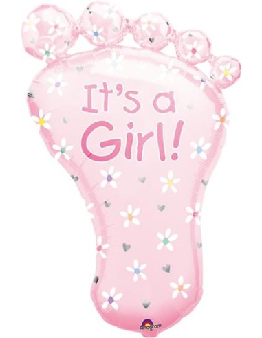 PALLONE MYLAR PIEDINO ITS A GIRL 58X82 - L'Officina delle feste