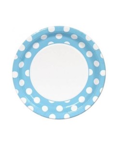 PIATTO 22CM CELESTE POIS BIANCHI PZ. 8 - L'Officina delle feste 2