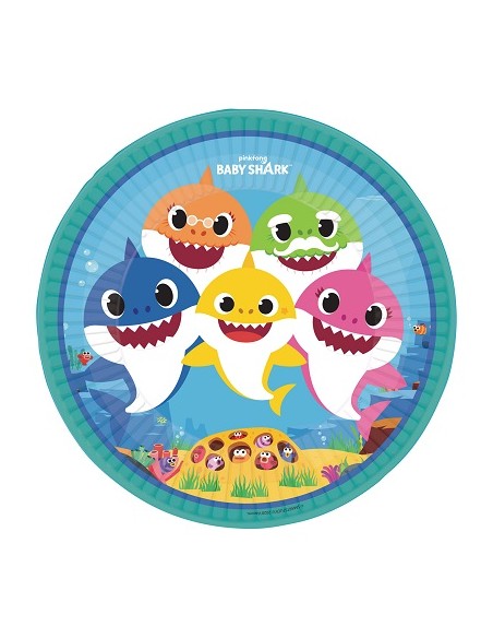 PIATTO 23CM BABY SHARK PZ. 8 - L'Officina delle feste