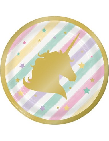 PIATTO 7" UNICORN SPARKLE 8PZ - L'Officina delle feste
