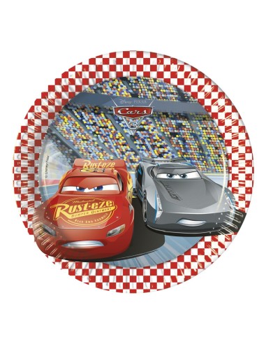 PIATTO CARTA 20 CM 8 PZ CARS 3 - L'Officina delle feste