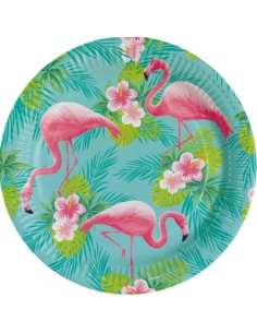 PIATTO CARTA 23CM FLAMINGO FENICOTTERO 8PZ - L'Officina delle 2