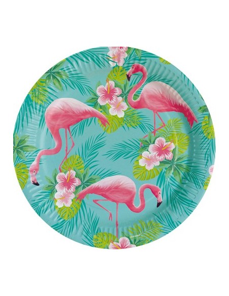 PIATTO CARTA 23CM FLAMINGO FENICOTTERO 8PZ - L'Officina delle