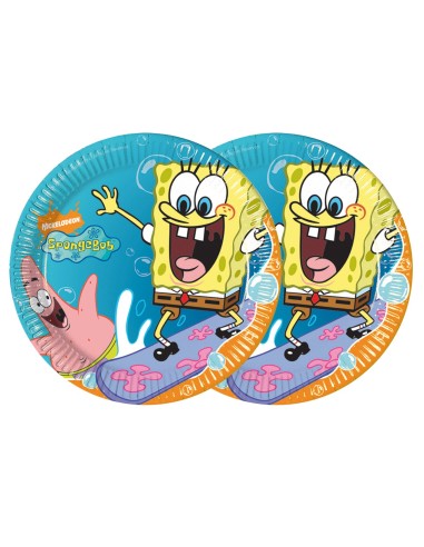 PIATTO CARTA 23CM SPONGEBOB 8PZ - L'Officina delle feste