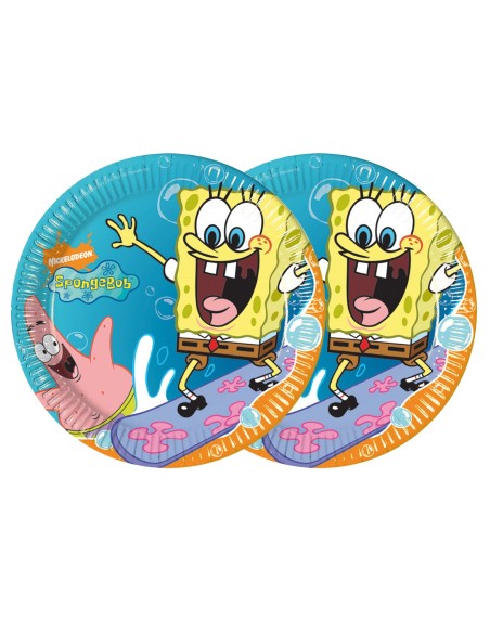 PIATTO CARTA 23CM SPONGEBOB 8PZ - L'Officina delle feste