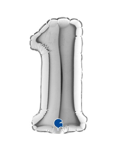 PALLONE NUMERO MYLAR MINI 1 ARGENTO CM. 18 - L'Officina delle