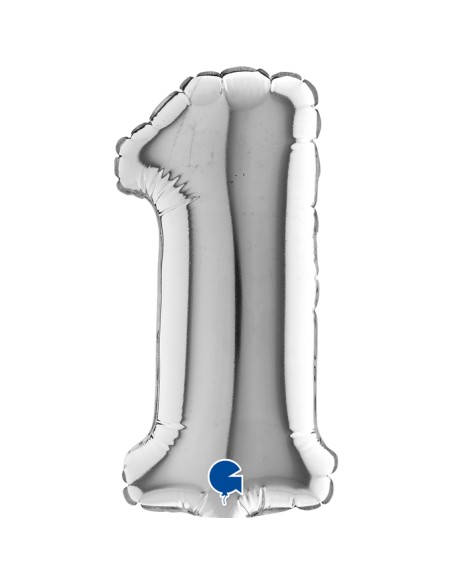 PALLONE NUMERO MYLAR MINI 1 ARGENTO CM. 18 - L'Officina delle