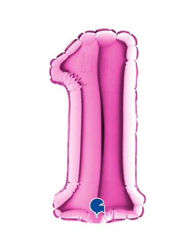 PALLONE NUMERO MYLAR MINI 1 FUCSIA CM.18 - L'Officina delle