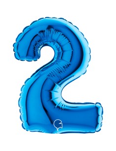 PALLONE NUMERO MYLAR MINI 2 BLU CM. 18 - L'Officina delle feste 2