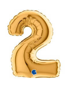PALLONE NUMERO MYLAR MINI 2 ORO CM. 18 - L'Officina delle feste 2