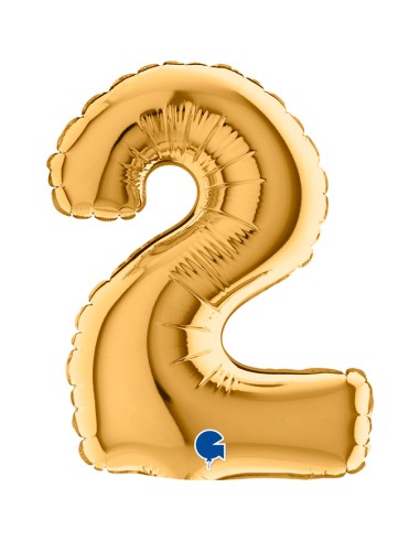 PALLONE NUMERO MYLAR MINI 2 ORO CM. 18 - L'Officina delle feste