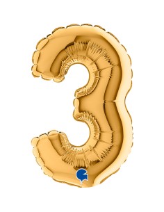 PALLONE NUMERO MYLAR MINI 3 ORO CM. 18 - L'Officina delle feste 2