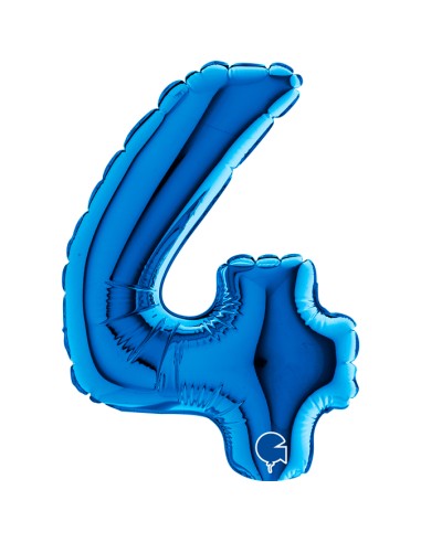 PALLONE NUMERO MYLAR MINI 4 BLU CM. 18 - L'Officina delle feste