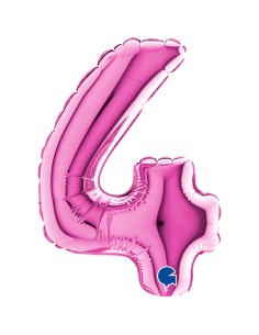 PALLONE NUMERO MYLAR MINI 4 FUCSIA CM. 18 - L'Officina delle 2