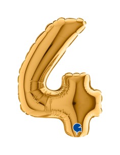 PALLONE NUMERO MYLAR MINI 4 ORO CM. 18 - L'Officina delle feste 2