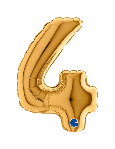 PALLONE NUMERO MYLAR MINI 4 ORO CM. 18 - L'Officina delle feste